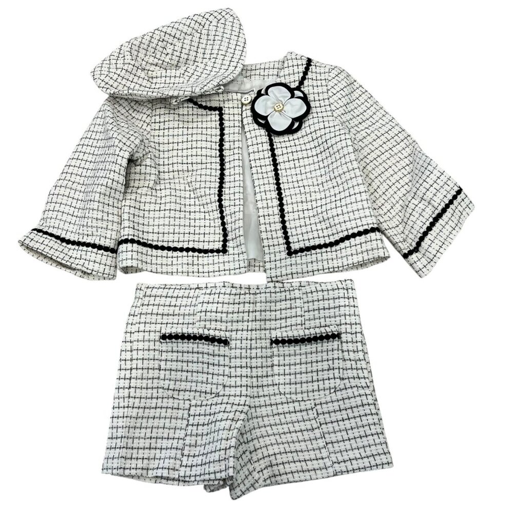 Janie and Jack Jackie O Style Jacket Shorts Beret Hat Suit Outfit 5/6 Bonjour!